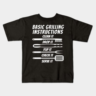 Basic Grilling Instructions B&W Kids T-Shirt